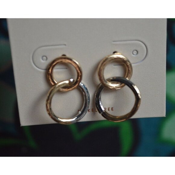 14th & Union Mixed Metal Double Hoop Earrings For Women NWT Gift - Picture 2 of 3